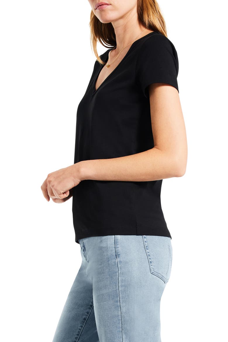 Perfect V-Neck Cotton Blend T-Shirt, Alternate, color, BLACK ONYX