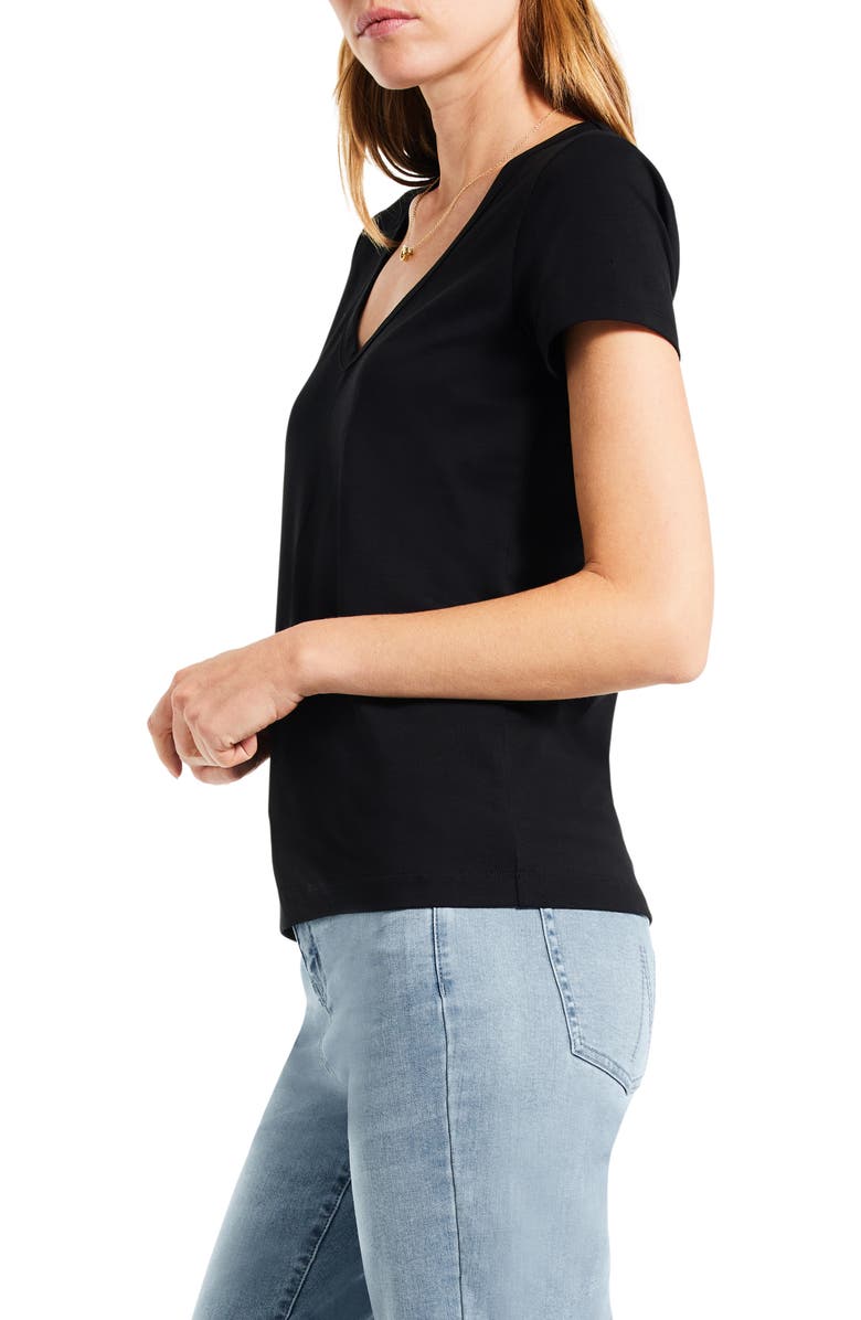 NIC+ZOE Perfect V-Neck Cotton Blend T-Shirt, Alternate, color, Black Onyx