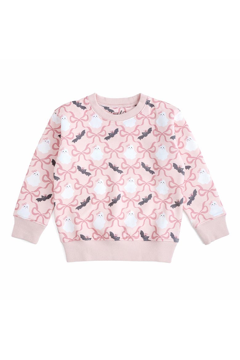 Bat And Ghost Trellis Halloween Sweatshirt, Main, color, Pink