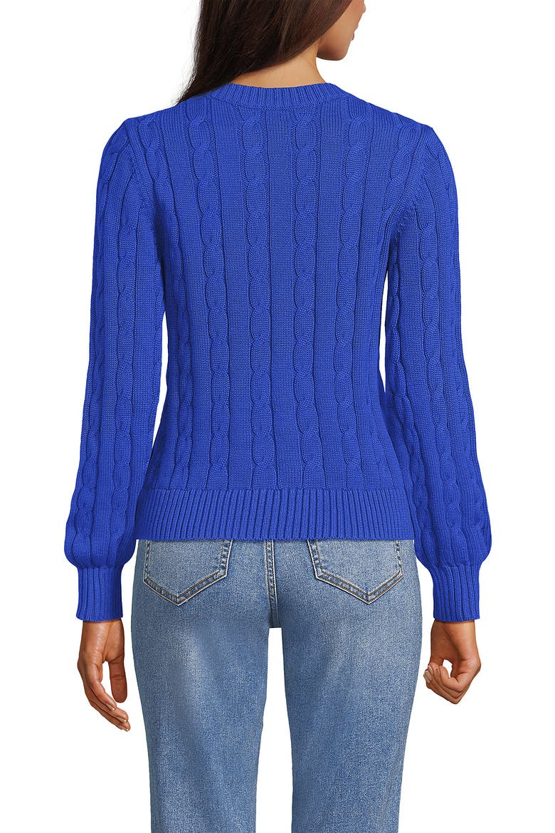 Drifter Classic Cable Crew Neck Cardigan Sweater, Alternate, color, Vibrant Lapis