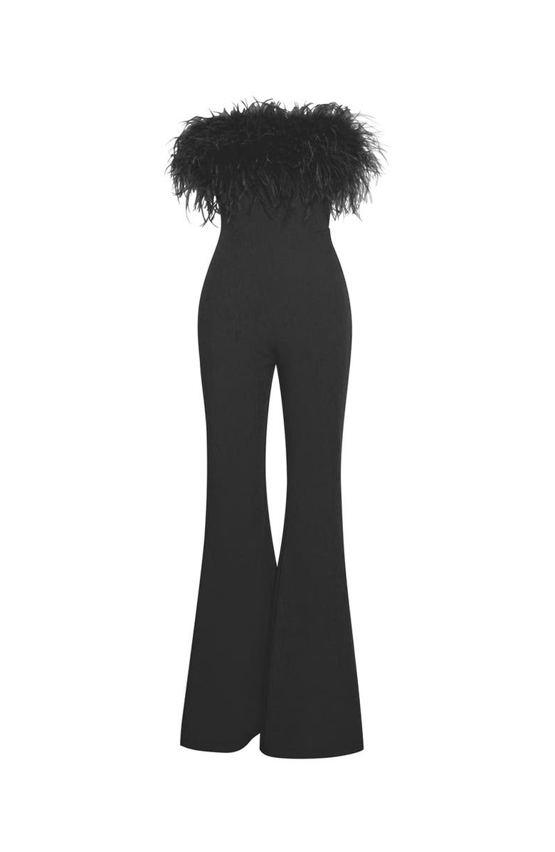 Miss Circle Kylan Feather Jumpsuits, Alternate, color, Black