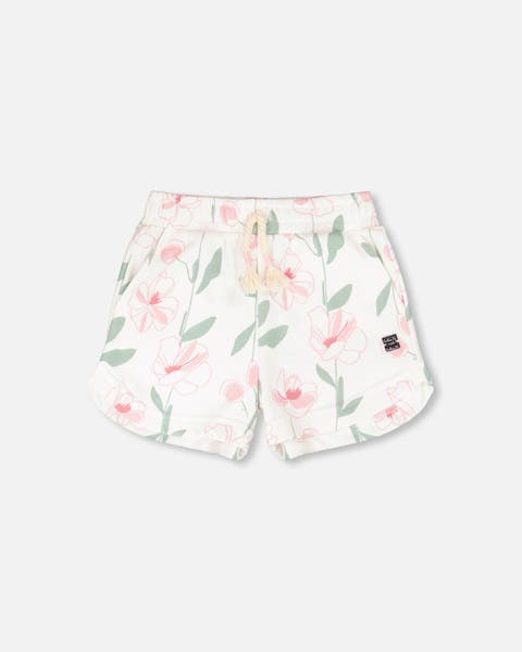 French Terry Drawstring Waist Flowers Shorts (Toddler, Little Kid & Big Kid)