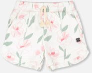 Deux par Deux French Terry Drawstring Waist Flowers Shorts