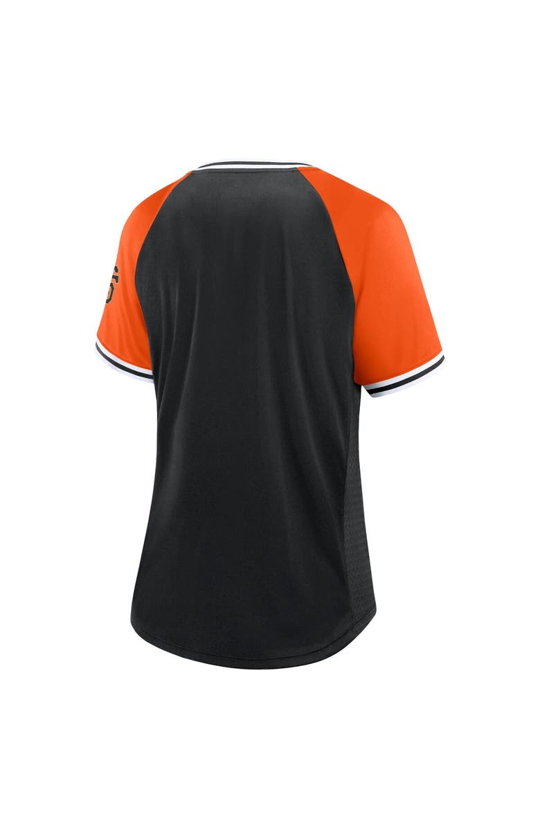 FANATICS Women's Fanatics Branded Black San Francisco Giants Glitz & Glam League Diva Raglan V-Neck T-Shirt, Alternate, color, Black