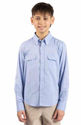 TailorByrd Kids' Signature Cotton Chambray Button-Down Shirt