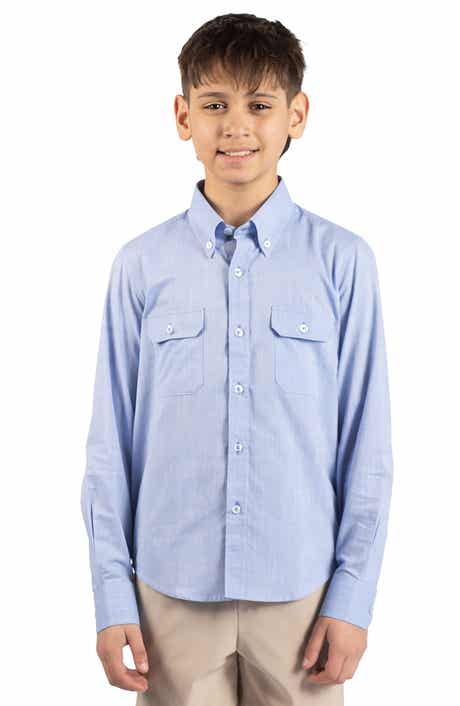 TailorByrd Kids' Signature Cotton Chambray Button-Down Shirt