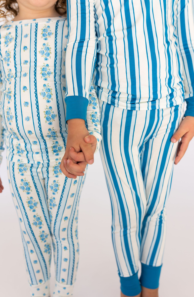 In My Jammers Milo Two Piece Set, Alternate, color, Cream / Blue Stripe