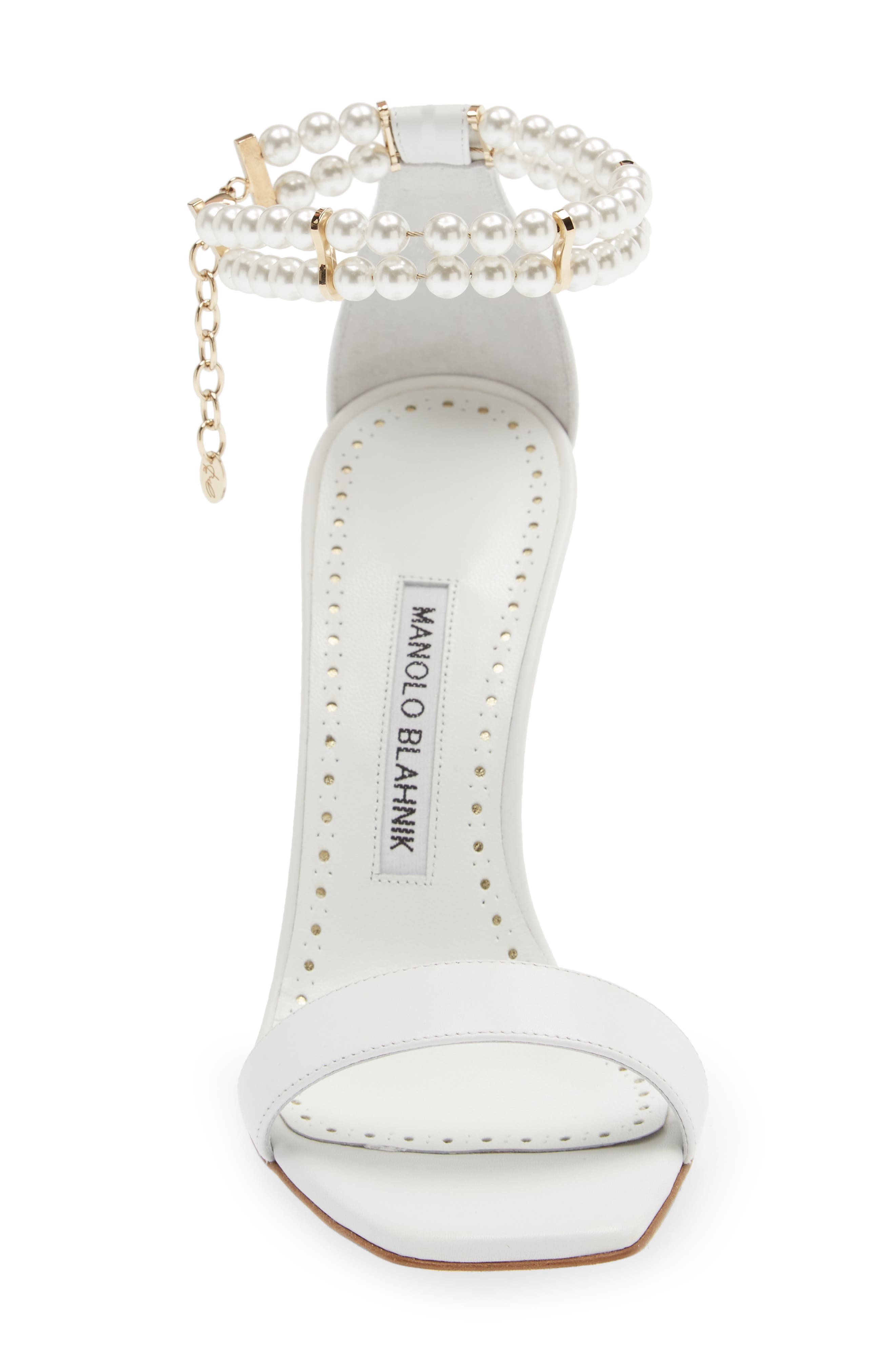 Charona Imitation Pearl Ankle Strap Sandal, Alternate, color, WHITE