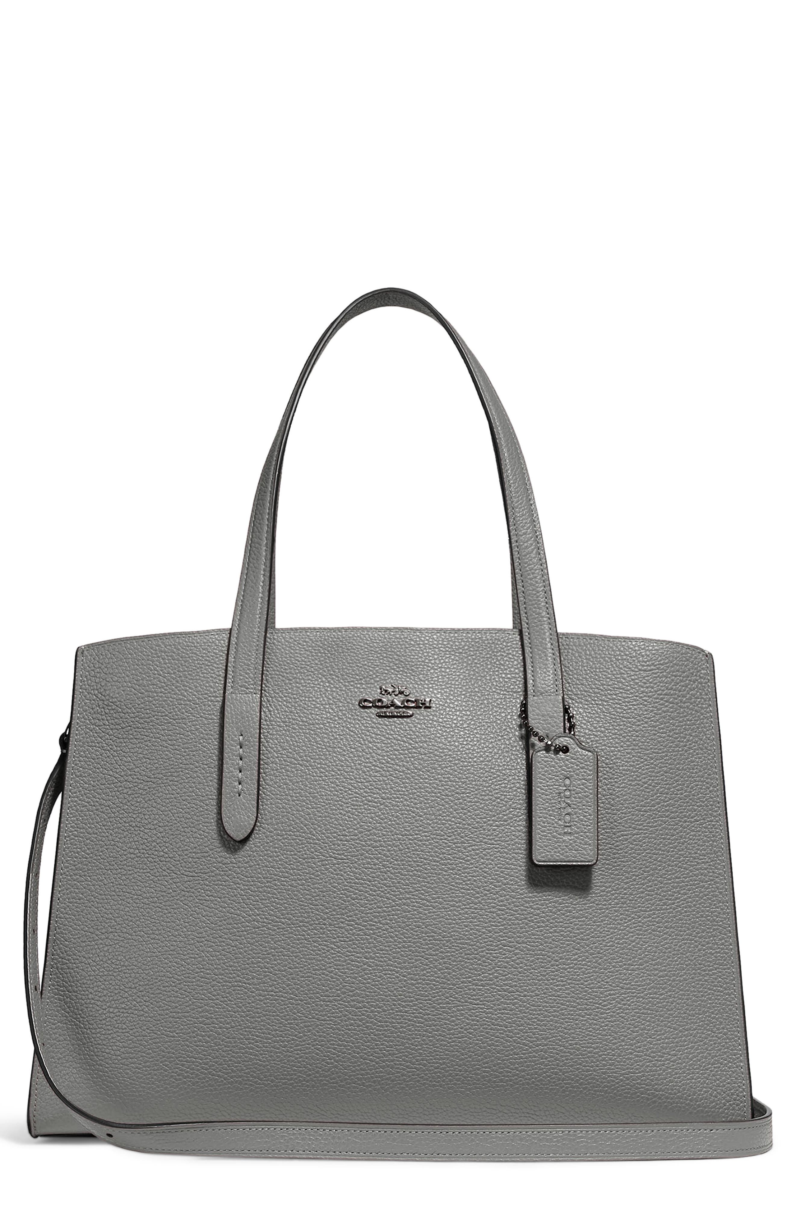 COACH Charlie Leather Tote, Main, color, 