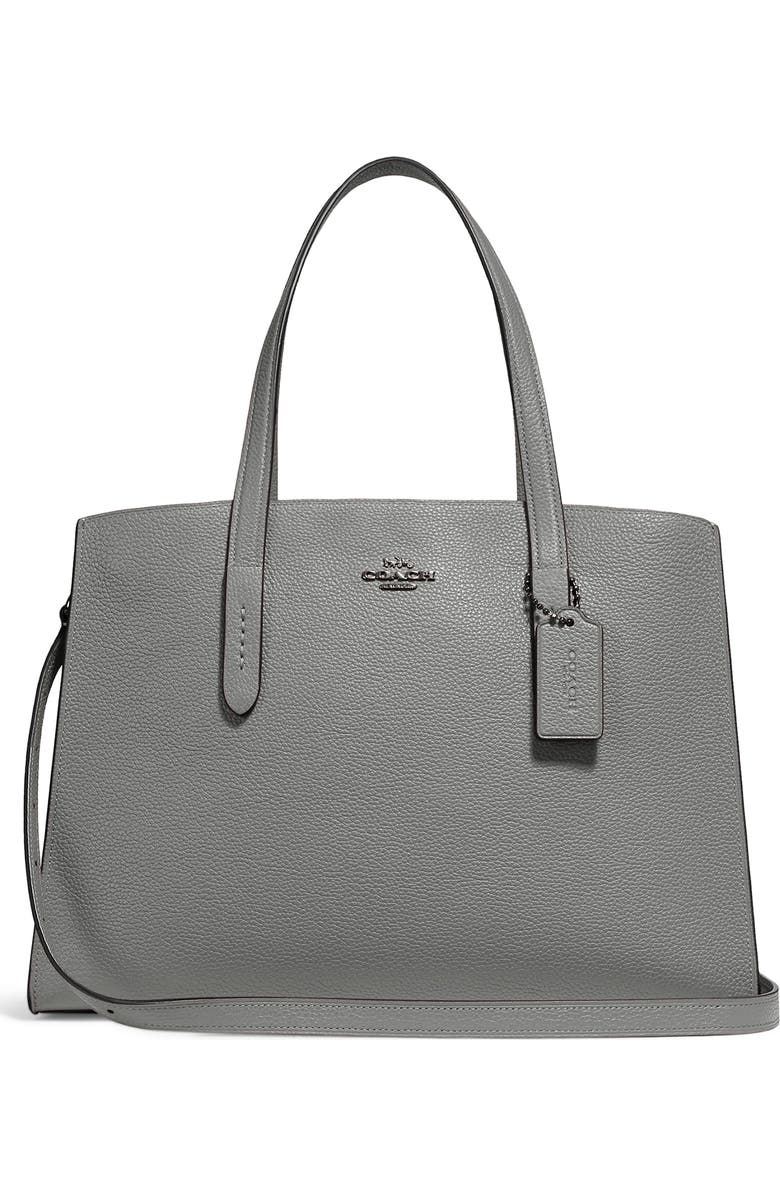 COACH Charlie Leather Tote, Main, color,