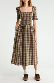 Damson Madder Emmy Check Organic Cotton Dress