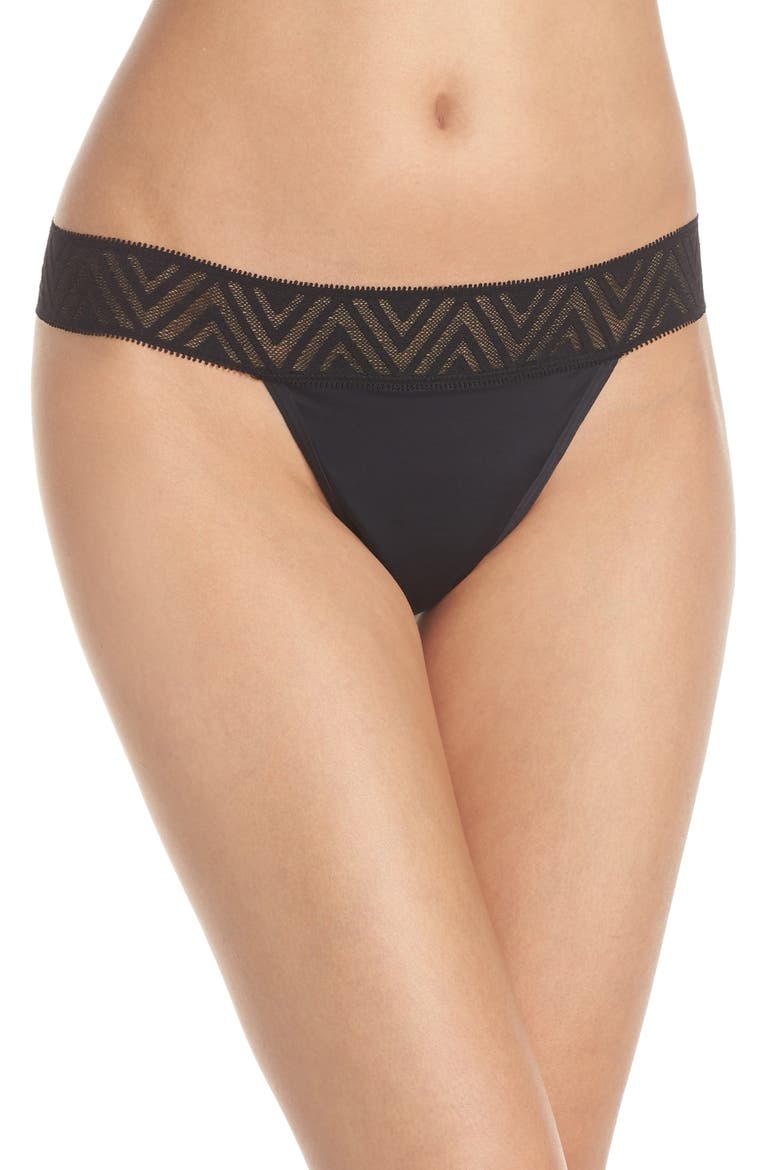 Lace Period Light Absorbency Thong, Main, color, BLACK