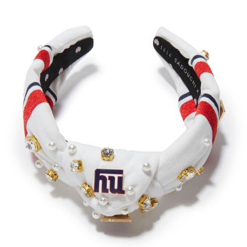 Lele Sadoughi New York Giants Embellished Knotted Headband In Gold