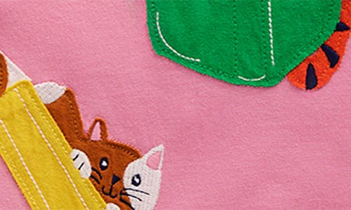 Mini Boden Kids' Cats Appliqué Shirt In Pink