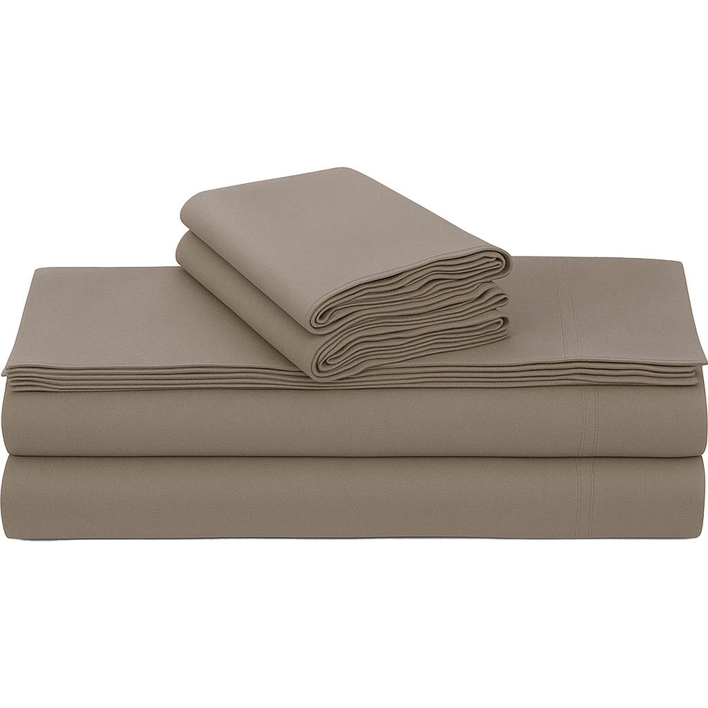 Azores Home Solid Cotton Flannel Sheet Set In Brown