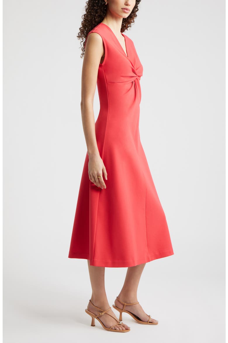 Twist Front Cap Sleeve Midi Dress, Alternate, color, RED SAUCY