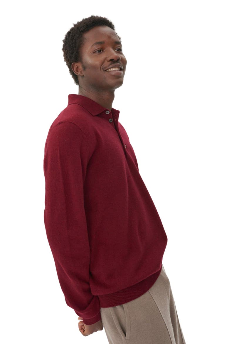 Essential Cashmere Polo Sweater, Alternate, color, bordeaux