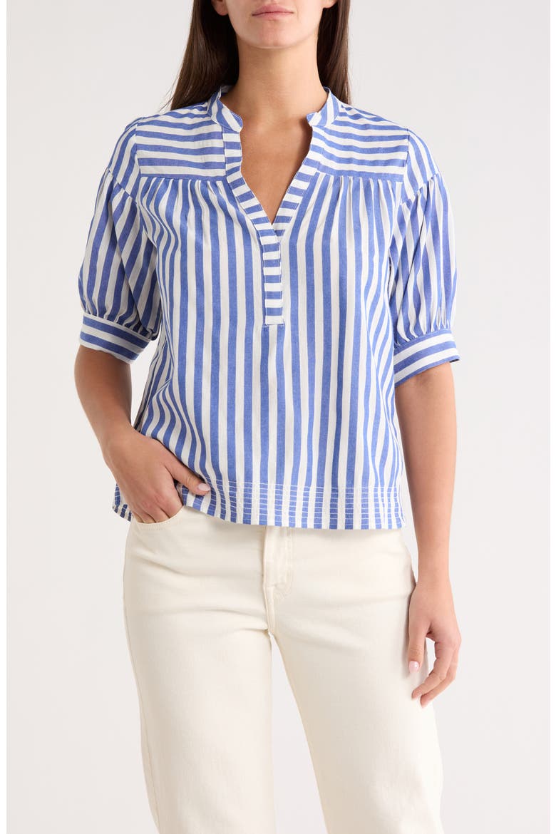 Catana Stripe Split Neck Top, Main, color, BLUE-STRIPE