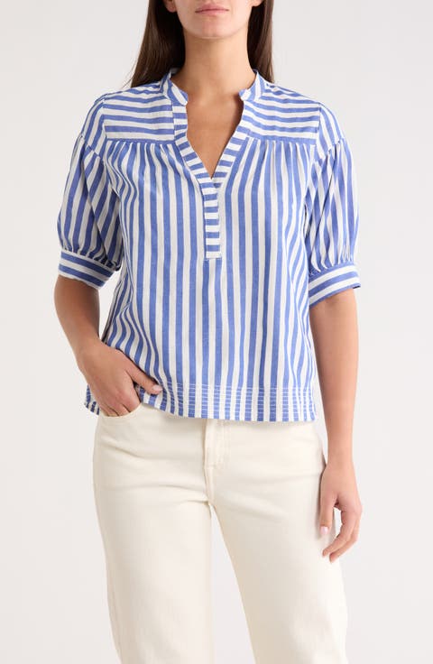 Catana Stripe Split Neck Top
