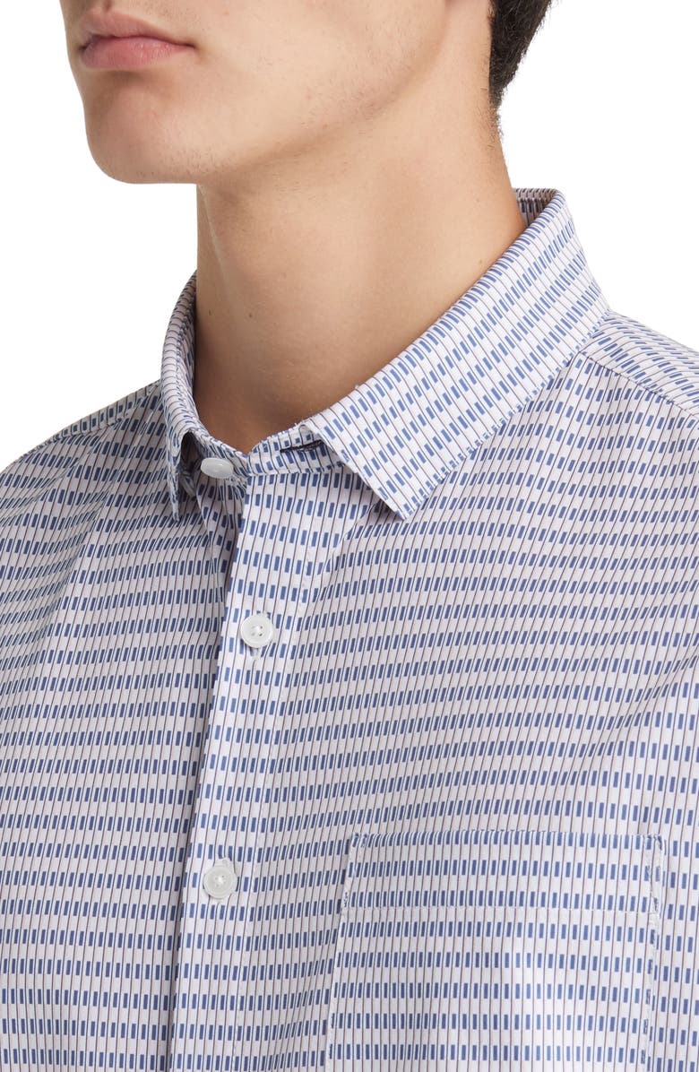 Mizzen+Main Leeward Trim Fit Rose Quartz Grid Short Sleeve Button-Up Performance Shirt, Alternate, color, 