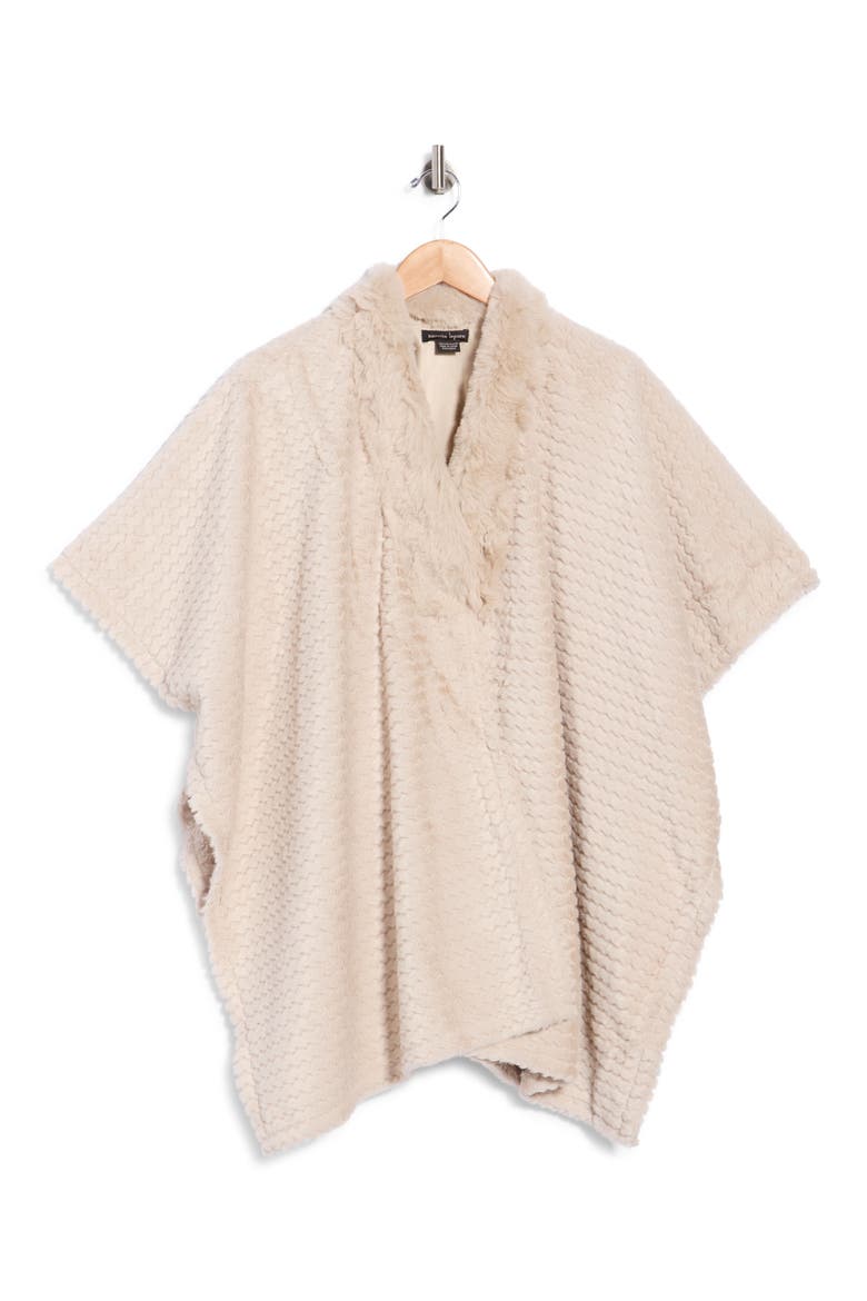 Open Front Knit Ruana, Main, color, CREAM
