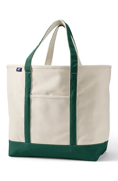 Lands' End Open Top Canvas Tote Bag In Natural/bright Spruce