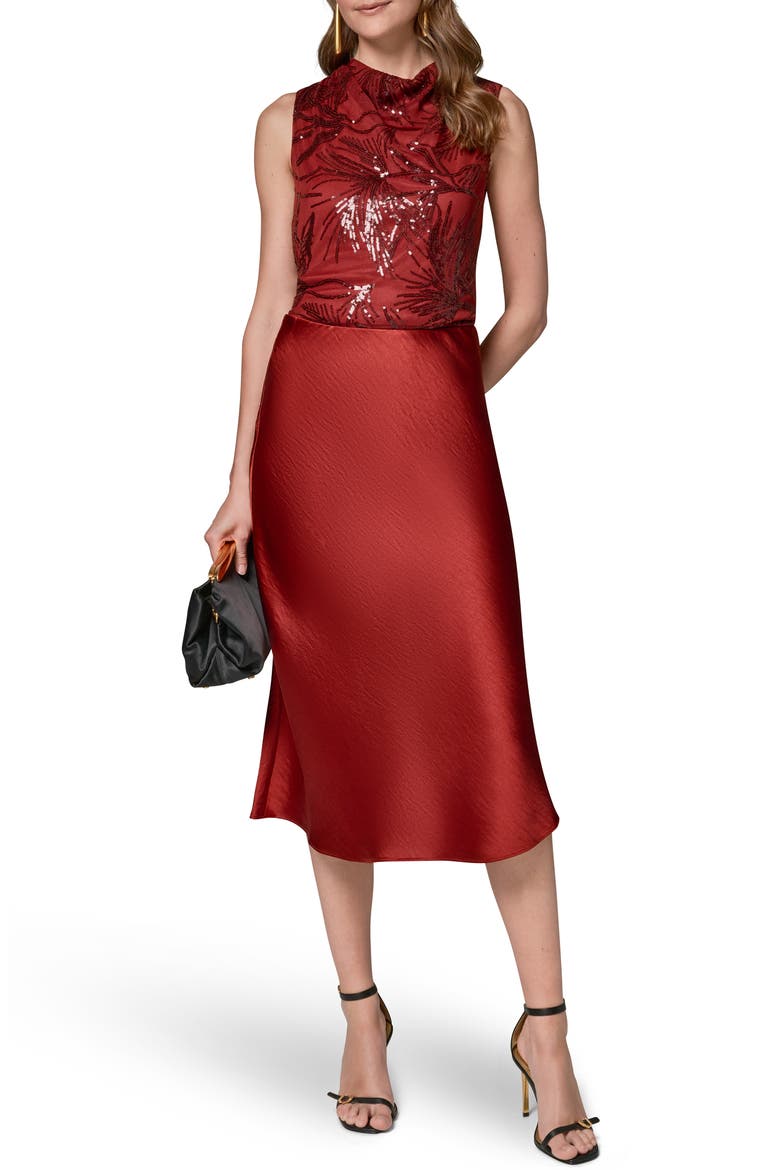 Satin Midi Skirt, Alternate, color, SUNBAKED