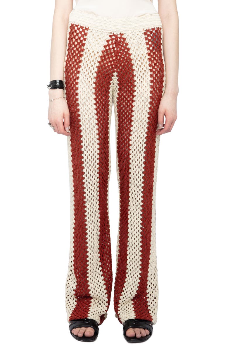 Zadig & Voltaire Pia Crochet Stripe Pants, Main, color, 