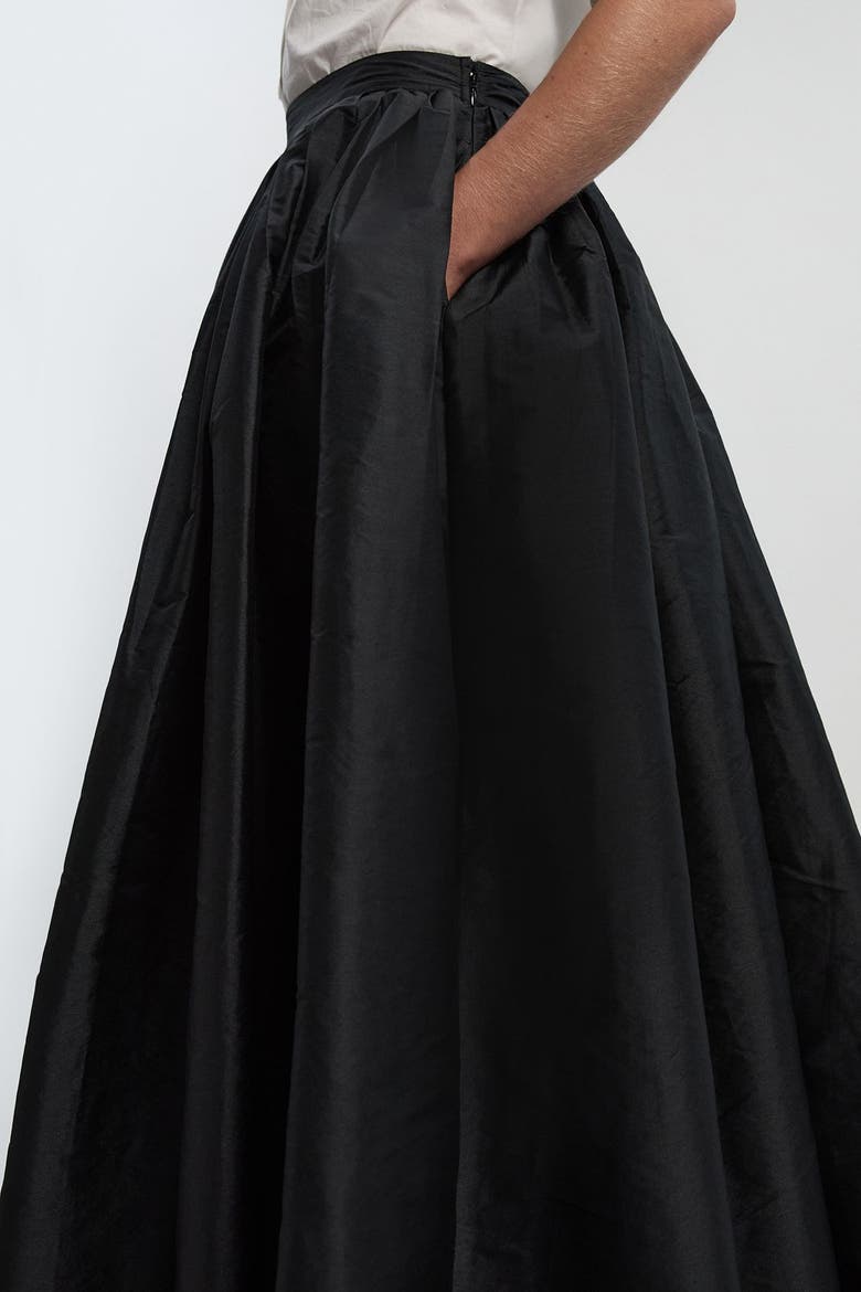 Taffeta Woven Maxi Skirt, Alternate, color, Black