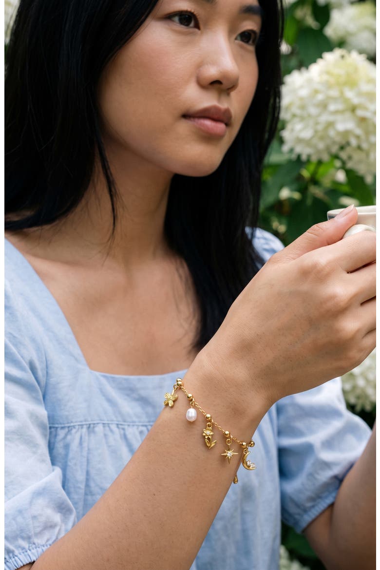 Starlight Whisper Charm Bracelet, Alternate, color, GOLD