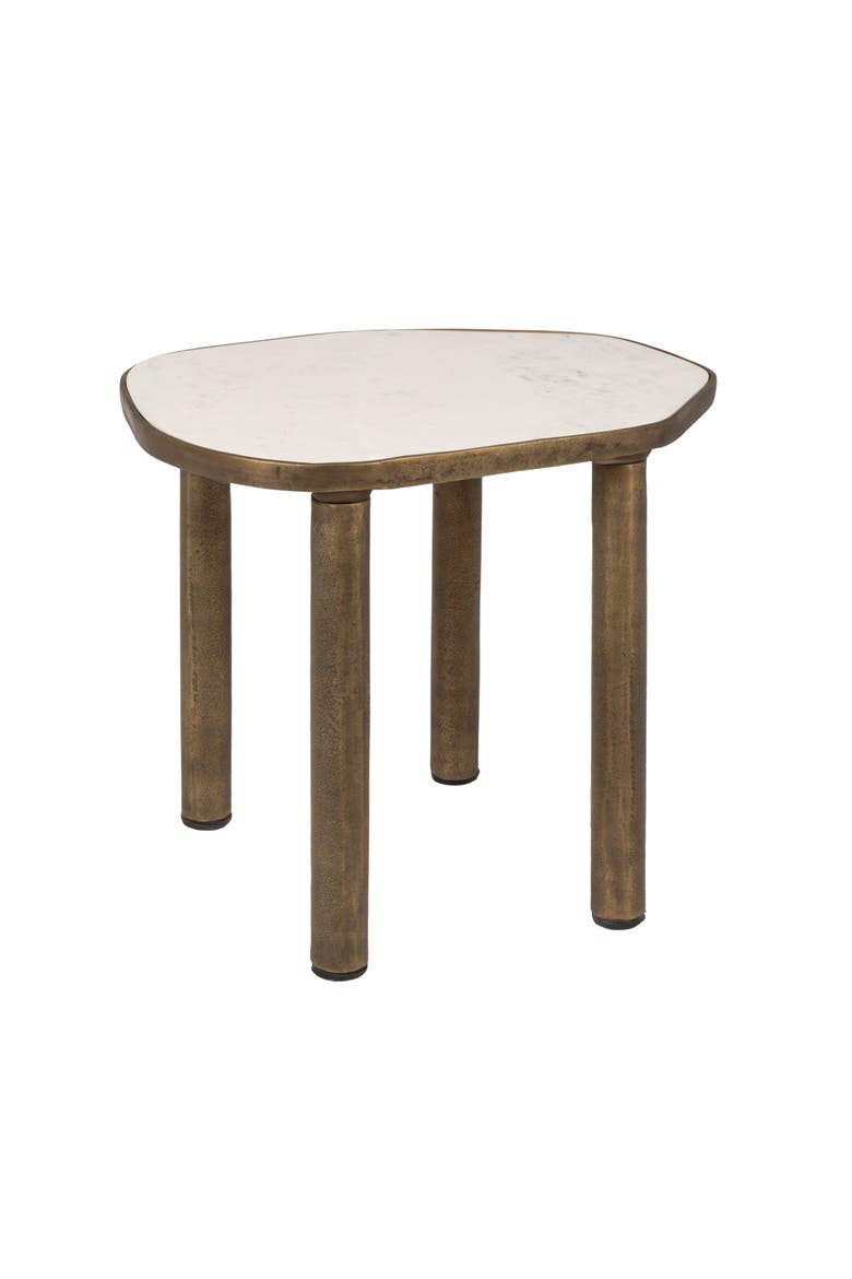 Abstract Top End Table with Tapered Legs, Main, color, White