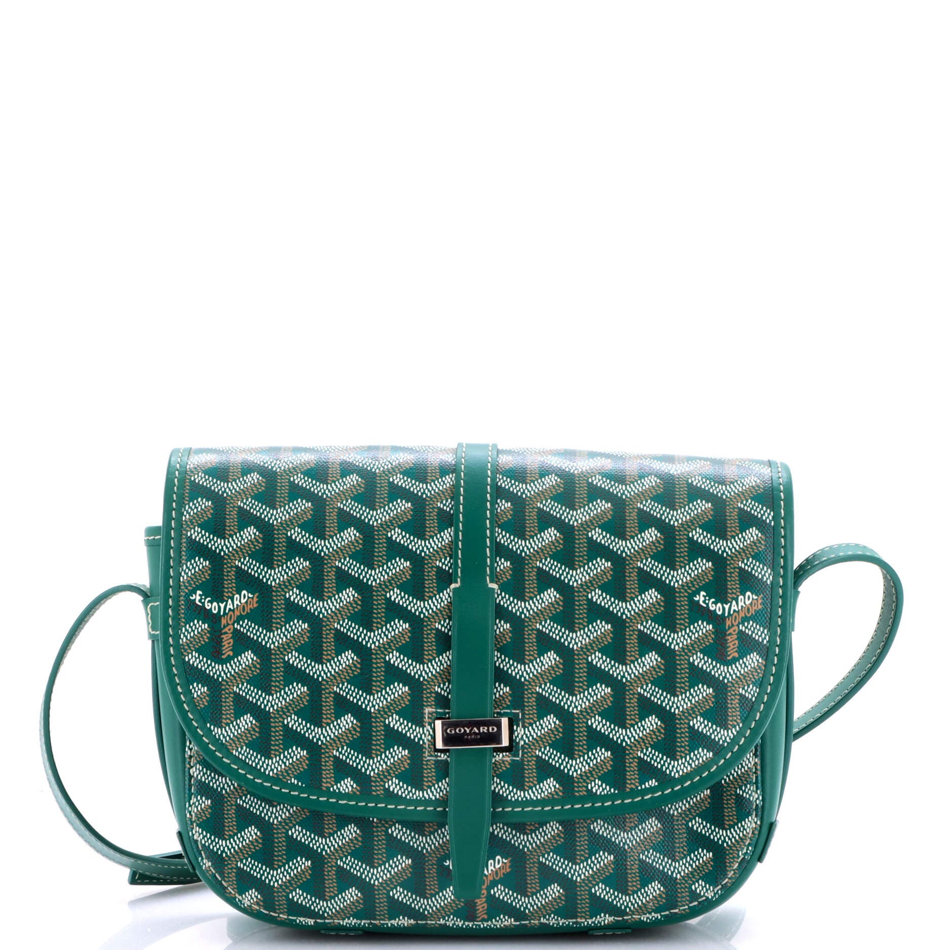 Pre-Owned Goyard Belvedere II Messenger Bag Coated Canvas PM, Main, color, Green