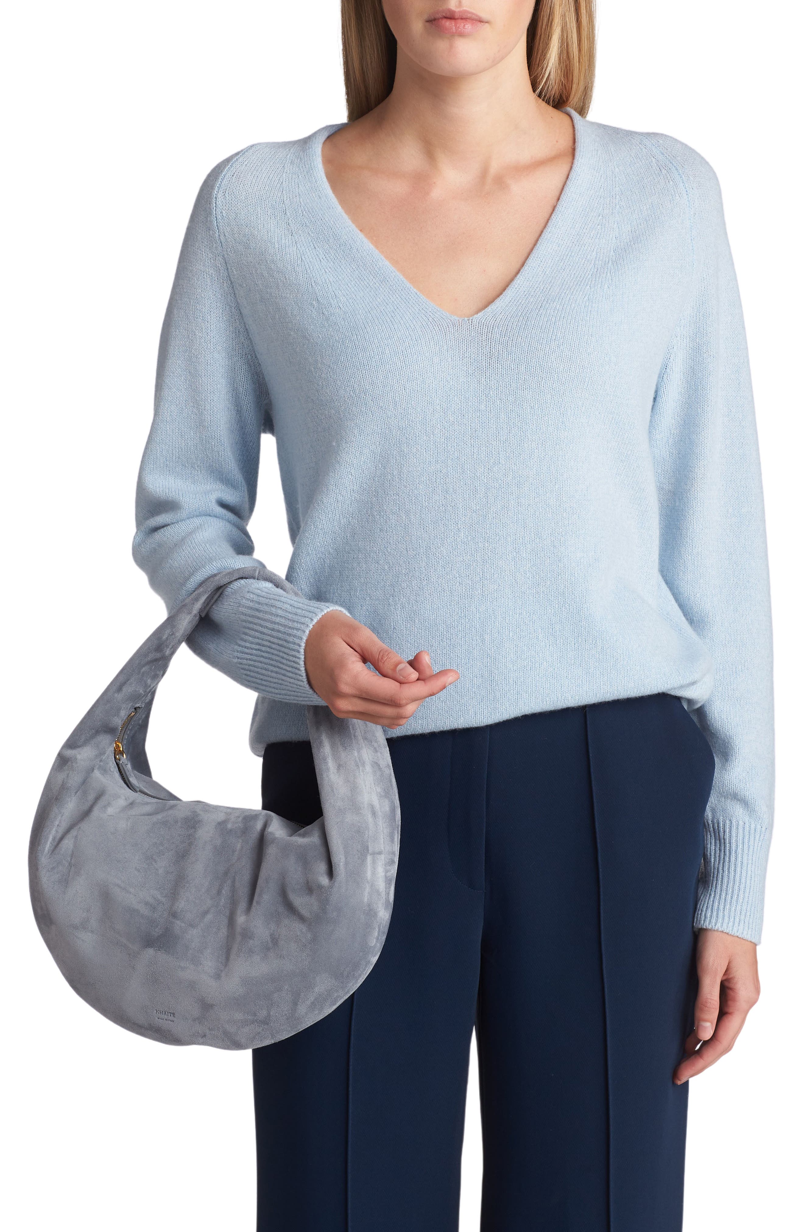 Khaite Medium Olivia Suede Hobo Bag, Alternate, color, 