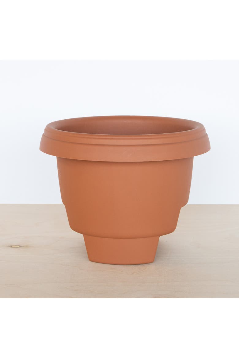 12" Modica Deck Rail Round Planter, Terra Cotta, Alternate, color, Brown