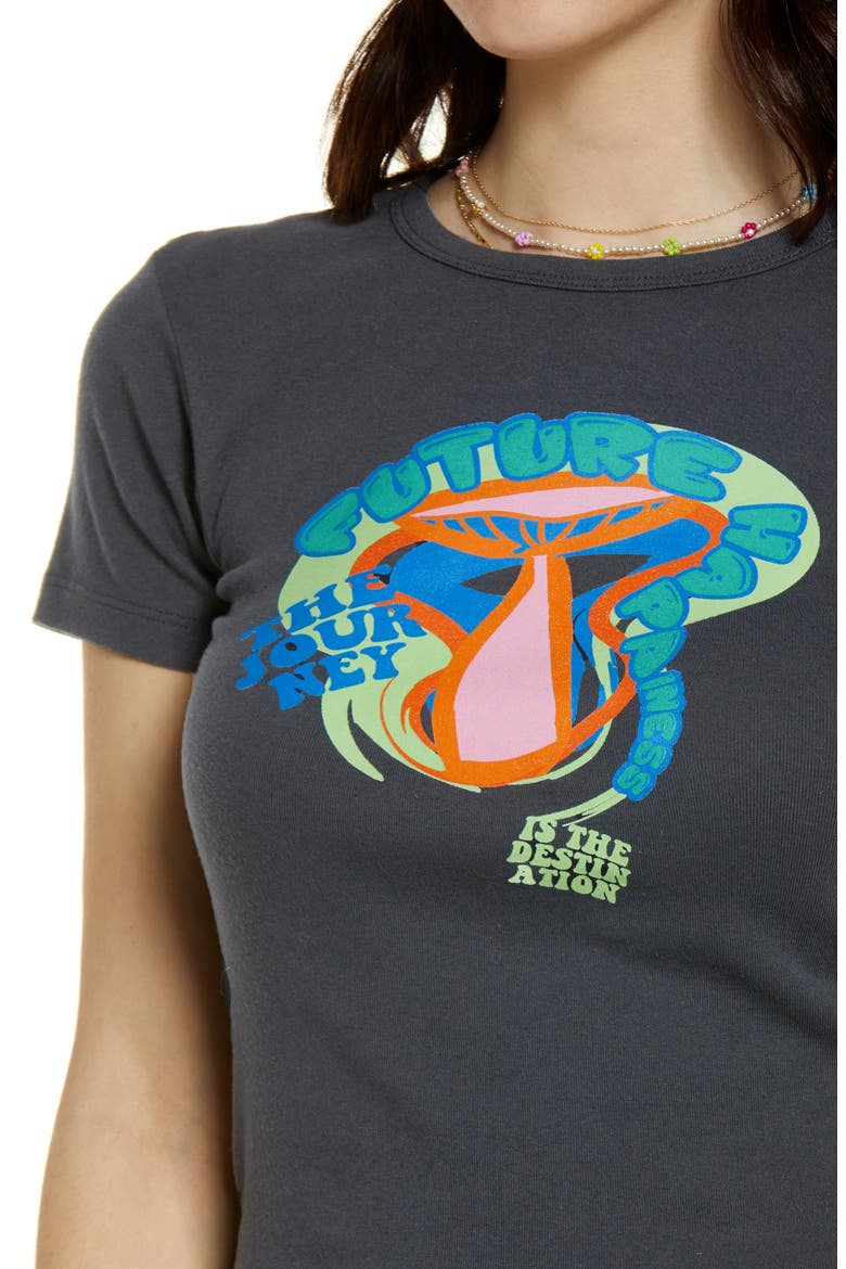 Urban Outfitters Mushroom Baby Graphic Tee, Alternate, color, CHARCOAL