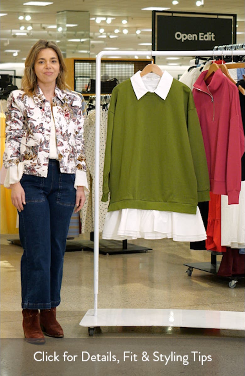 Long Sleeve Mixed Media Sweatshirt Minidress, sales video thumbnail