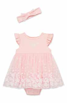 Floral Border Skirted Bodysuit & Headband Set