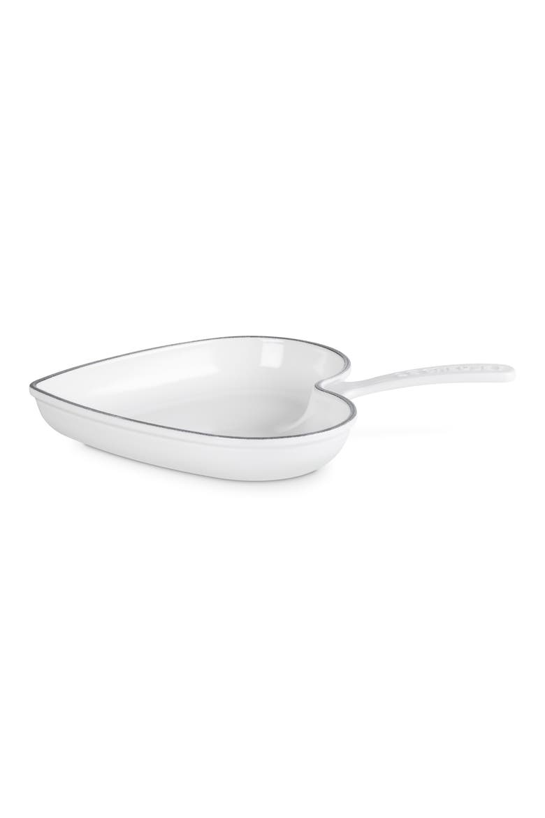 Heart Enameled Cast Iron Skillet, Alternate, color, WHITE
