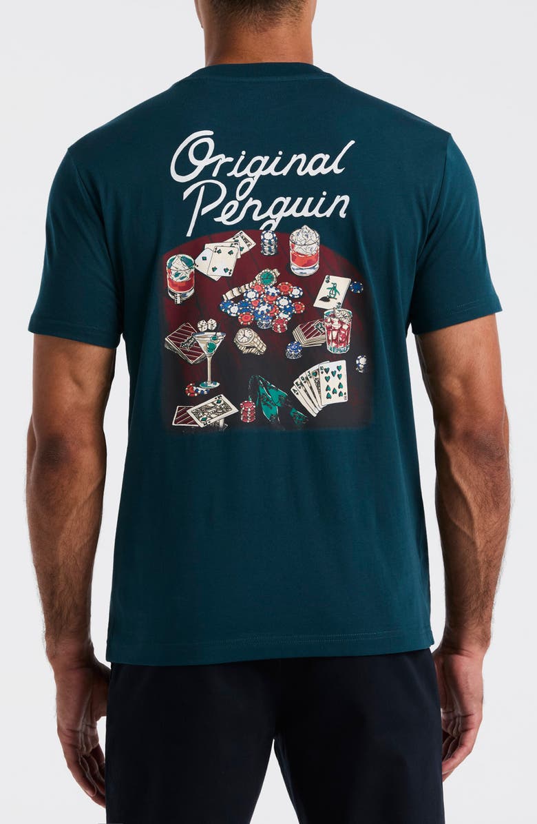 Original Penguin Poker Logo Embroidered Graphic T-Shirt, Alternate, color, Refelecting Pond