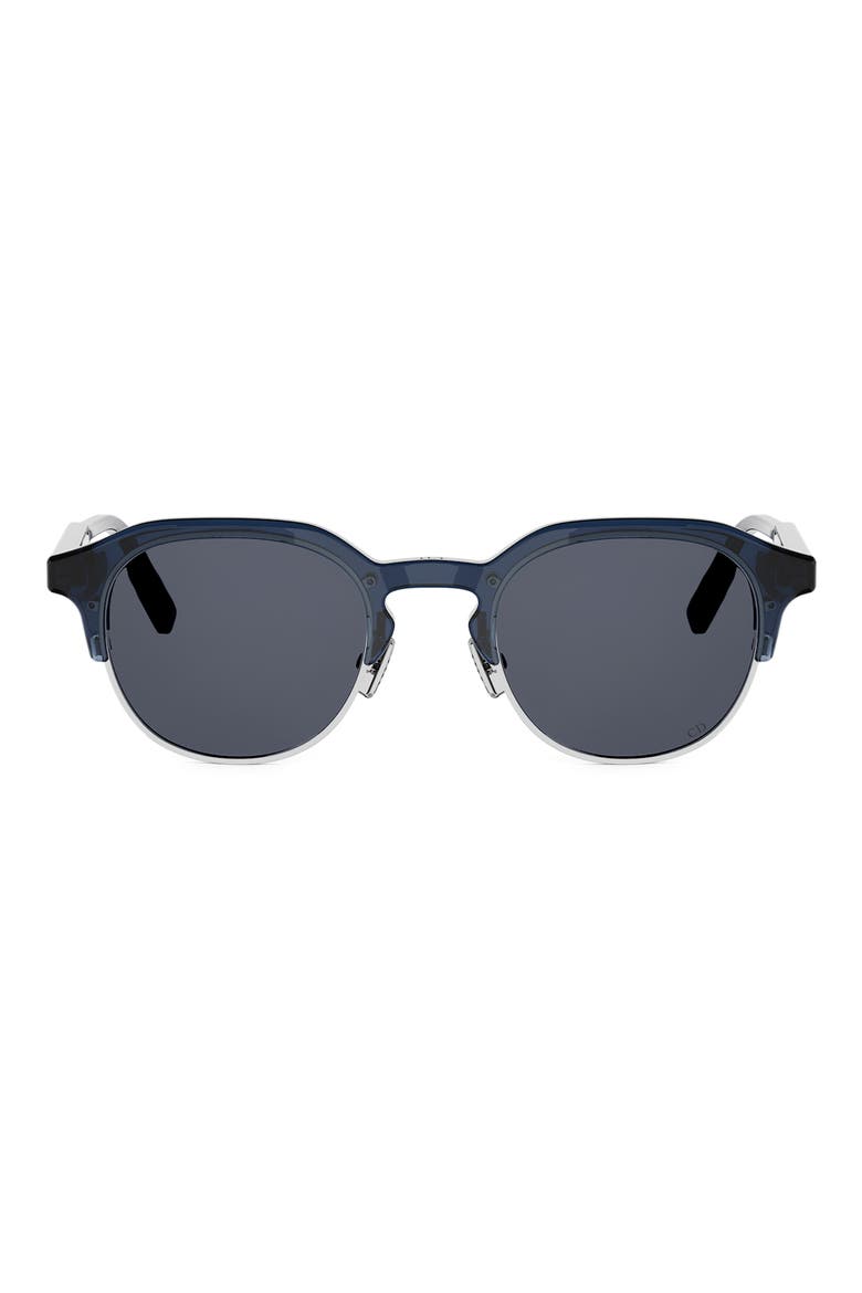 DioRibbon R1I 49mm Geometric Sunglasses, Main, color, SHINY BLUE / SMOKE