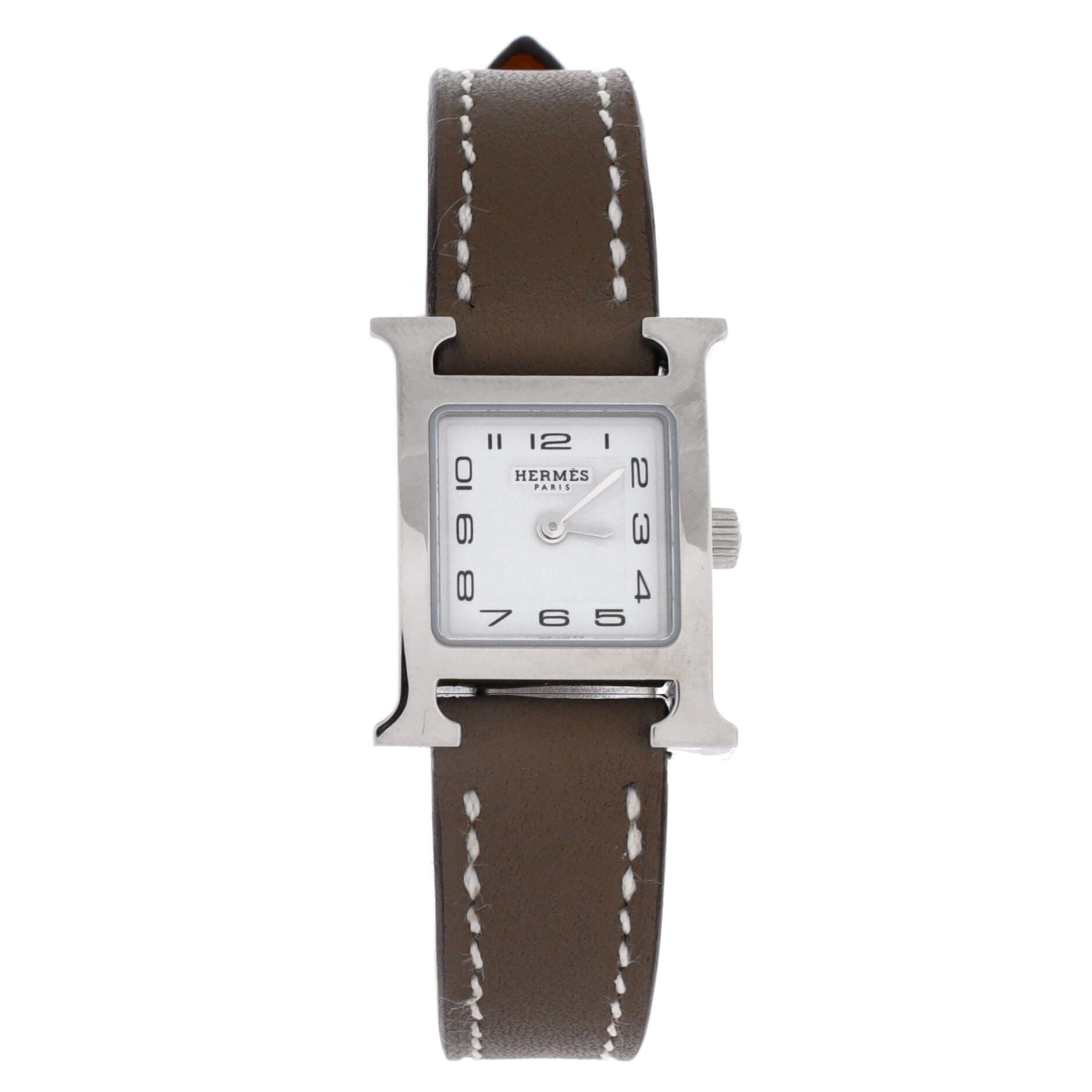 Heure H Quartz Watch Stainless Steel and Leather 17, Main, color, Grey