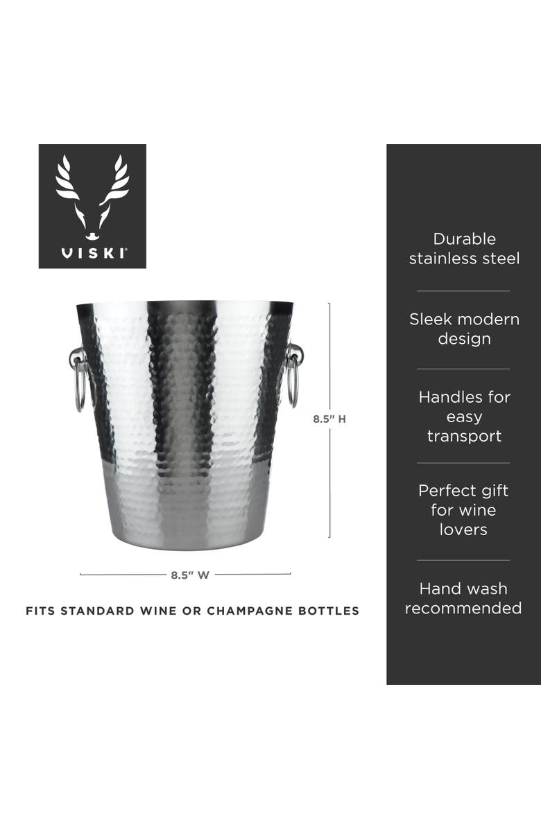Viski Irving Hammered Ice Bucket in Stainless Steel, Alternate, color, Silver