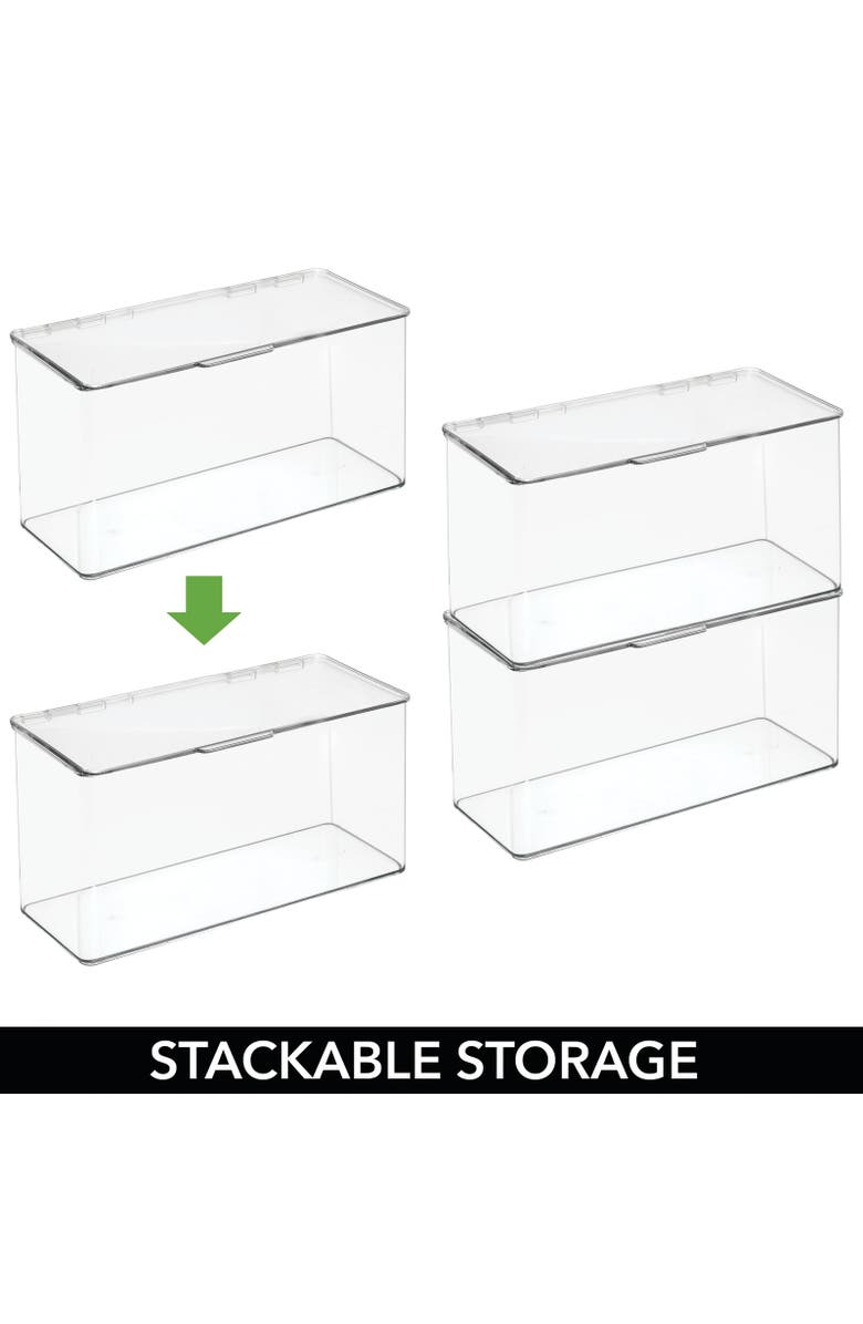 mDesign Plastic Playroom/Gaming Organizer Bin Box with Hinged Lid, 8 Pack - Clear, Alternate, color, Clear