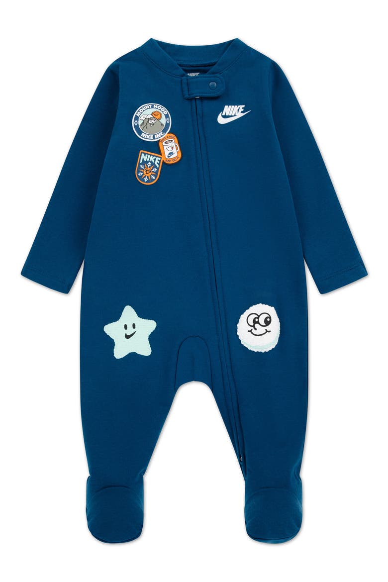 Patch Logo Detail Zip Footie, Main, color, BLUE FORCE