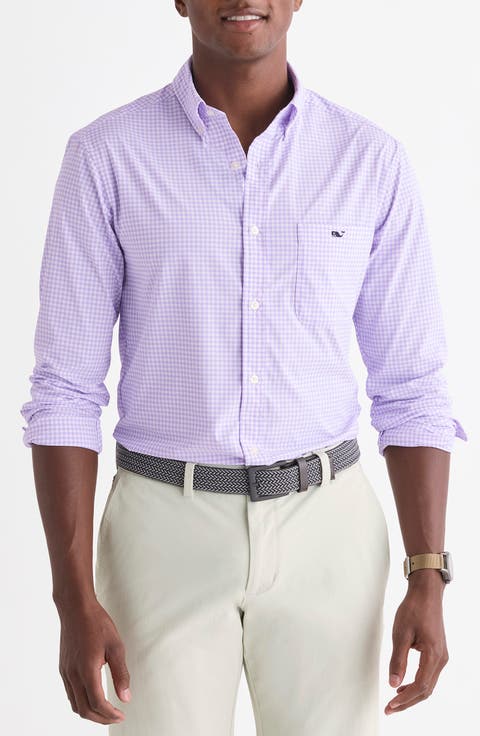 Gingham Performance Button-Down Shirt