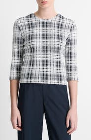 Vince Plaid Bouclé Sweater