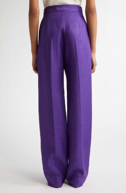 Max Mara Aversa Flax Linen Wide Leg Trousers In Purple