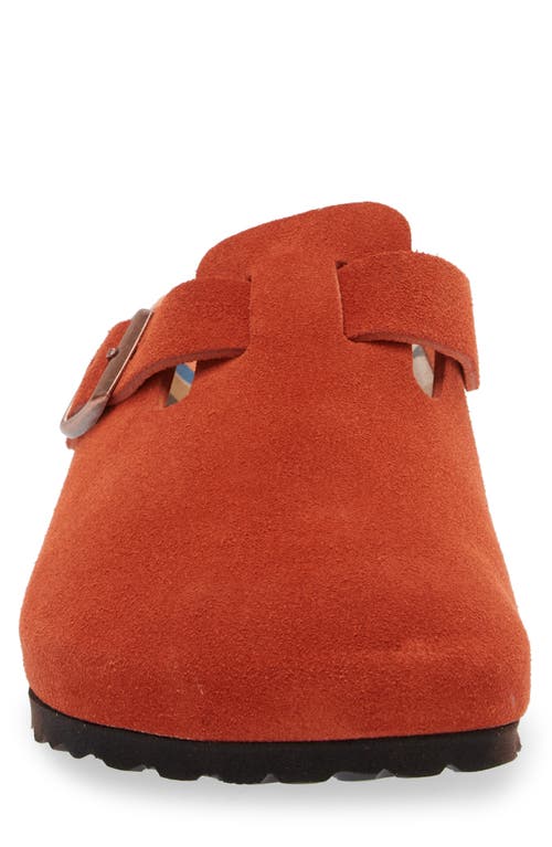 Birkenstock Boston Embossed Suede Mules In Orange
