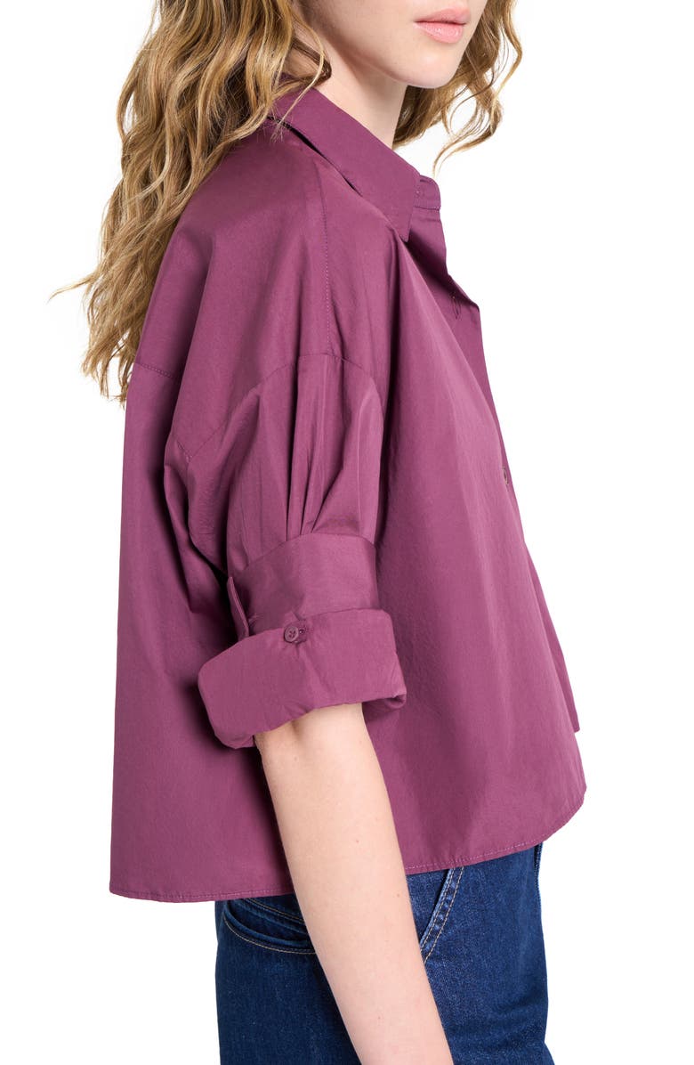 TWP Next Ex Crop Cotton Button-Up Shirt, Alternate, color, Crushed Violets