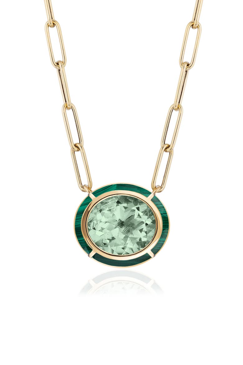 Melange Blue Topaz Pendant Necklace, Alternate, color, PRASIOLITE/ MALACHITE